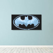 Koffiebalsymbool - blauw canvas afdruk (Insitu (Houten vloer))
