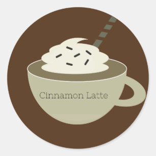 Koffiebar Beker Latte Zakelijk Ronde Sticker