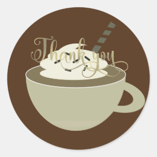Koffiebar Cup Latte Bruiloftsfeest Folie Script Ronde Sticker