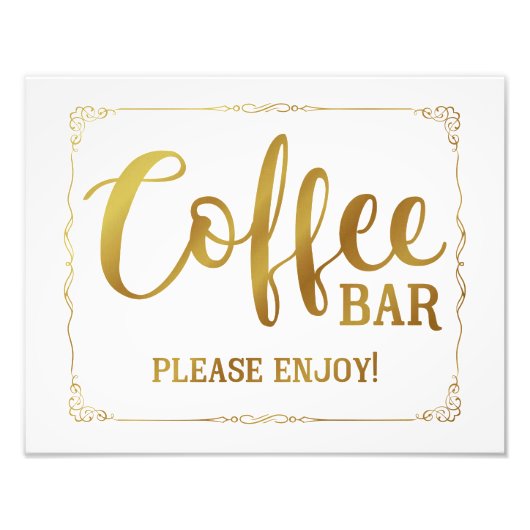 koffiebar trouwbord zwart foto afdruk (Voorkant)