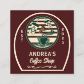 koffiebedrijf winkel aangepaste Logo QR-code Vierkante Visitekaartje (Voorkant)