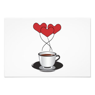 Koffiebeker, Arabische koffie, zwarte koffie, hart Foto Afdruk