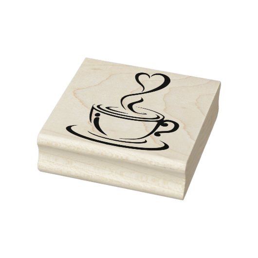 Koffiebeker en hart 	rubberstempel (Stempel)