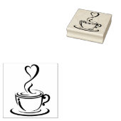 Koffiebeker en hart 	rubberstempel (Gestempeld)