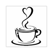 Koffiebeker en hart 	rubberstempel (Afrduk)