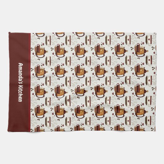 Koffiebeker en keukenhanddoek met patroonpatronen (Horizontaal)