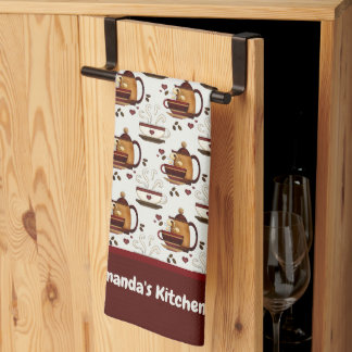 Koffiebeker en keukenhanddoek met patroonpatronen