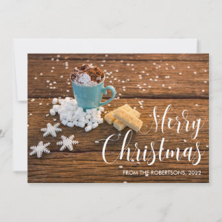 Koffiebeker en Snowflakes kerstfotokaart Feestdagenkaart