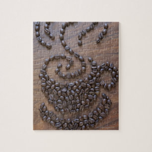 Koffiebeker, geïllustreerd met koffiebonen legpuzzel