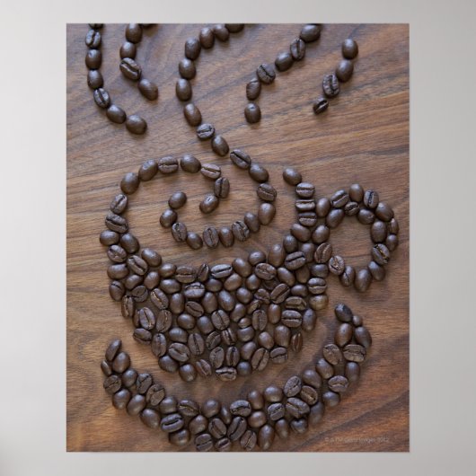 Koffiebeker, geïllustreerd met koffiebonen poster (Voorkant)