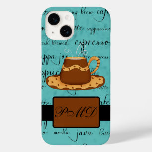 Koffiebeker het Manuscript monogram Naam Turquoise Case-Mate iPhone 14 Hoesje