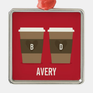 Koffiebeker liefde metalen ornament