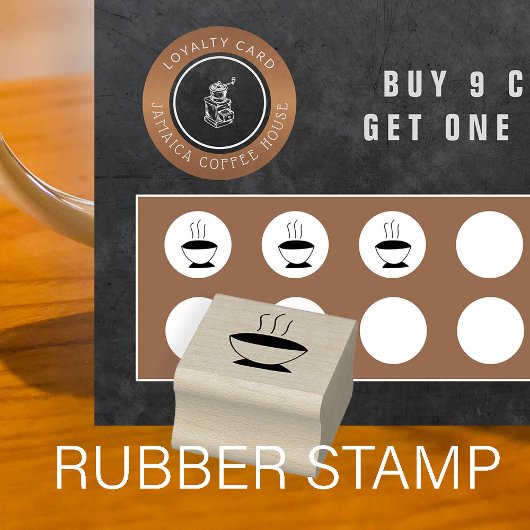 Koffiebeker loyaliteit ponskaart 	rubberstempel