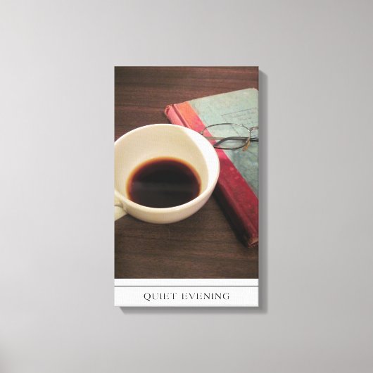 Koffiebeker met boek op canvas (Voorkant)