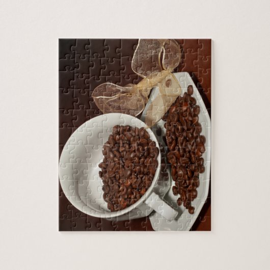 Koffiebeker met bonen legpuzzel (Verticaal)