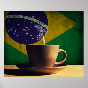 Koffiebeker met Braziliaanse vlag Poster