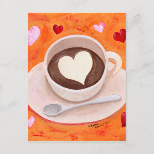 Koffiebeker met hart briefkaart