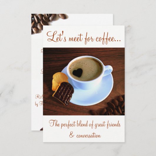 Koffiebeker met hartverwarmd schuim kaart (Voorkant / Achterkant)