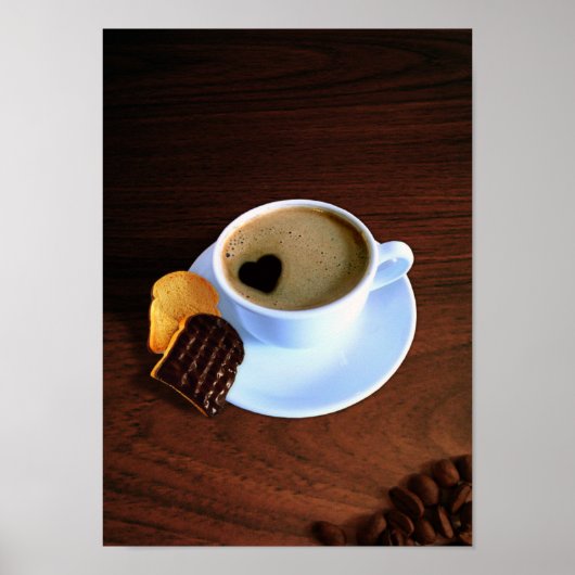 Koffiebeker met hartverwarmd schuim poster (Voorkant)