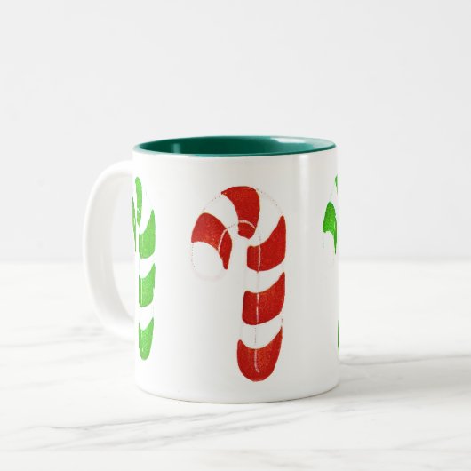 Koffiebeker met kerstsnoepriet tweekleurige koffiemok (Voorkant links)