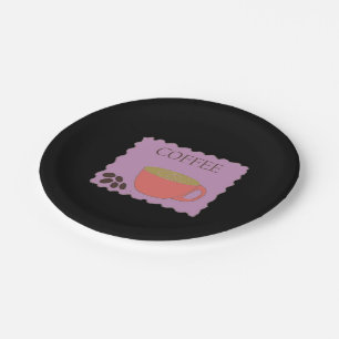 Koffiebeker met koffiebonen papieren bordje