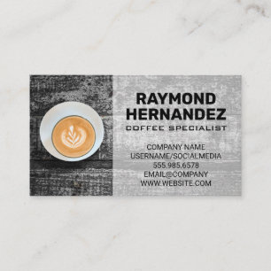 Koffiebeker op  tafel visitekaartje