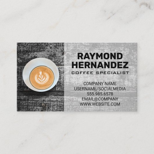 Koffiebeker op tafel visitekaartje (Voorkant)
