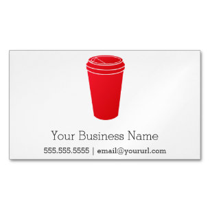 Koffiebeker rood (papier voor onderweg) magnetisch visitekaartje