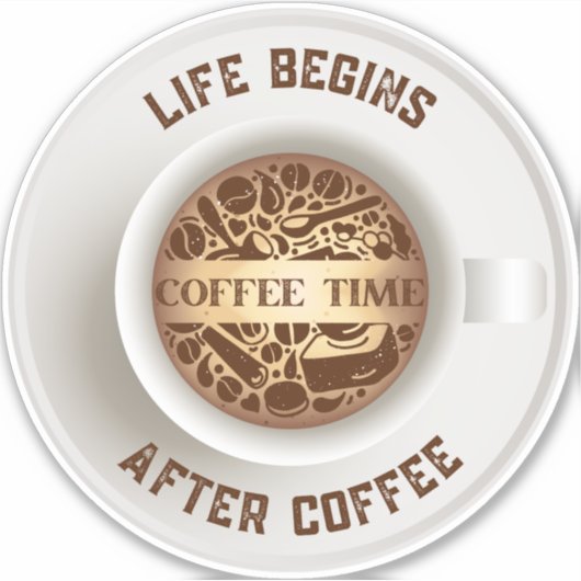 Koffiebeker Sticker (Voorkant)