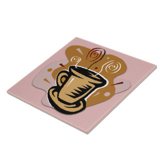 Koffiebeker - Swirl Design Tile/Trivet Tegeltje