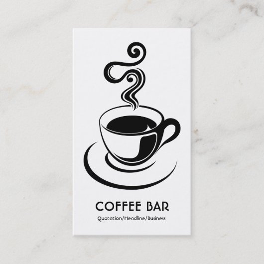 Koffiebeker verticaal - zwart op wit visitekaartje (Voorkant)