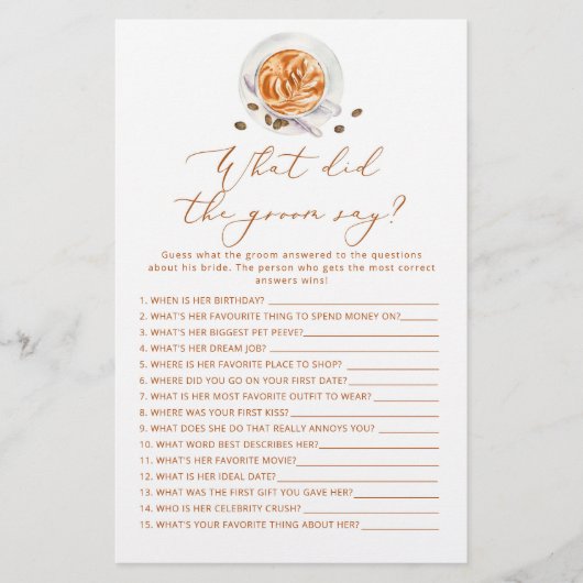 Koffiebeker Wat zei de groom over vrijgezellenfees (Voorkant)