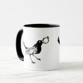 Koffiebeker zwarte witte vogel mok (Voorkant links)