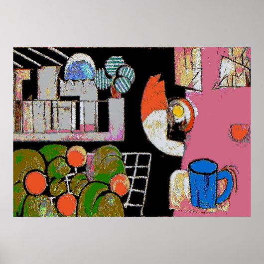 Koffieblauw Mok, onstuimige stijl Poster (Voorkant)