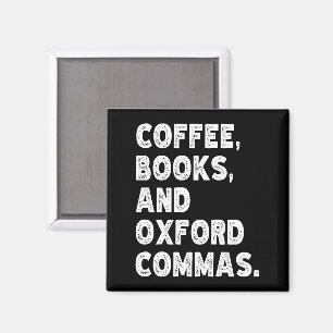 Koffieboeken en Oxford Commas Cool Teacher Grappig Magneet