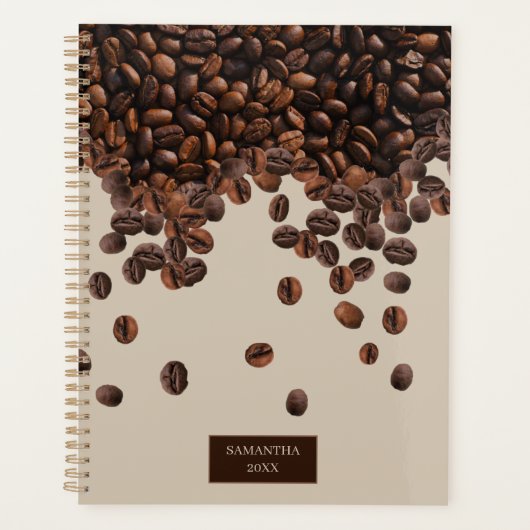 Koffiebonen Aangepaste naam maandelijks Planner (Voorkant)