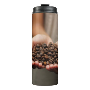 Koffiebonen aroma gebrande koffie thermosbeker