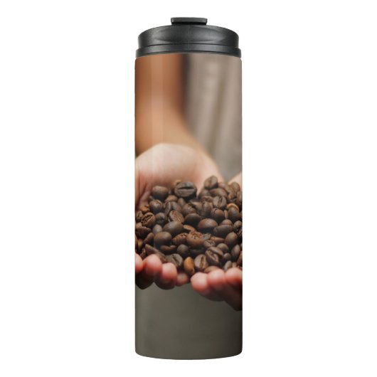 Koffiebonen aroma gebrande koffie thermosbeker (Voorkant)