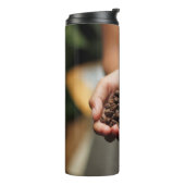 Koffiebonen aroma gebrande koffie thermosbeker (Gedraaid links)