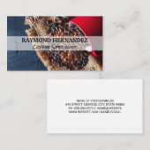 Koffiebonen die uit een kopje stromen visitekaartje (Voorkant / Achterkant)