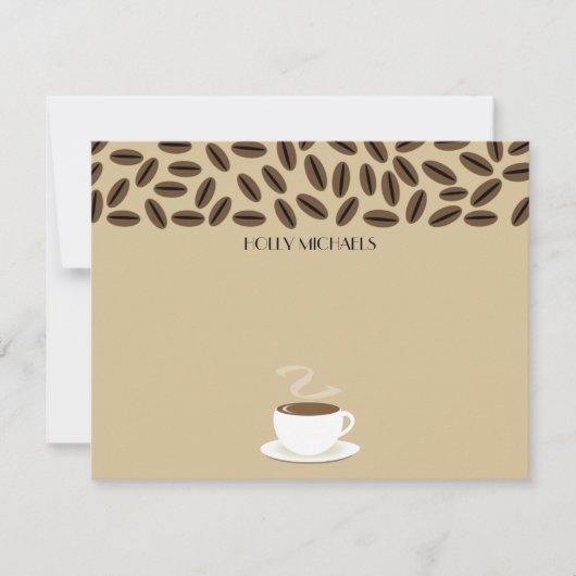 Koffiebonen en -beker voor Koffievlaskaartjes Notitiekaartje (Voorkant)