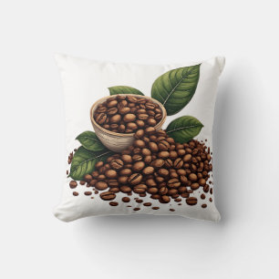 Koffiebonen en Bladeren Kussen
