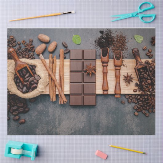 Koffiebonen en chocoladedepapier tissuepapier (Craft)