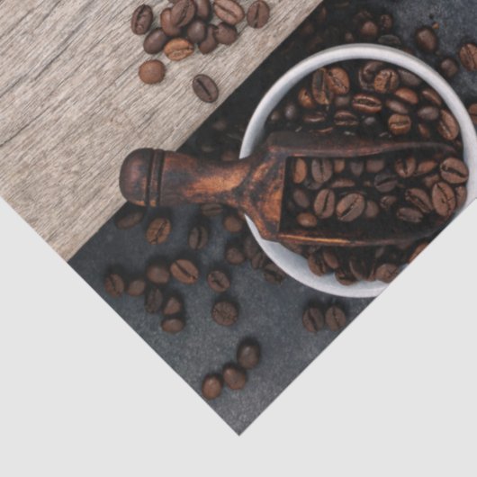 Koffiebonen en houtsproeipapier tissuepapier (Detail)