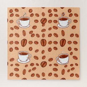 Koffiebonen Kopjes Gezellig Patroon Legpuzzel
