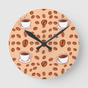 Koffiebonen Kopjes Gezellig Patroon Ronde Klok