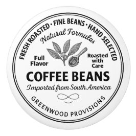Koffiebonen Label Vintage Typografie Keramische Kn Knop