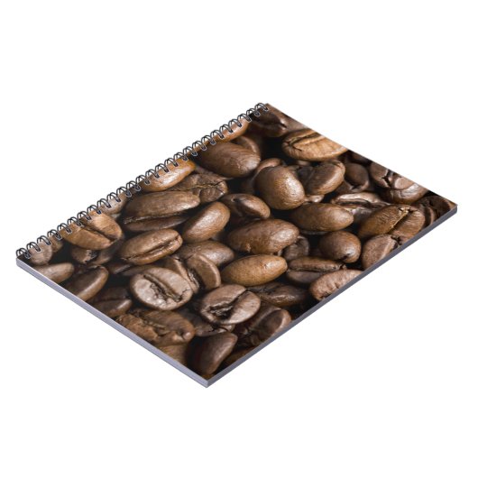 Koffiebonen met bruine achtergrond notitieboek (Linkerzijde)