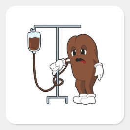 Koffiebonen met koffie vierkante sticker