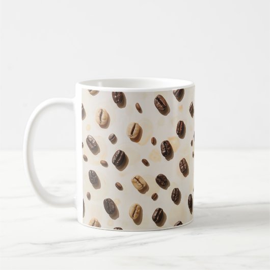 Koffiebonen patroon op een lichte ondergrond koffiemok (Links)